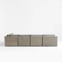 Abaco Resin Wicker 5-Piece Left-Arm Chaise Outdoor Sectional Sofa with Graphite Sunbrella ® Cushions