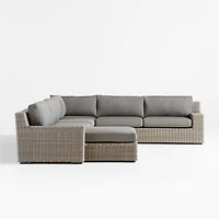 Abaco Resin Wicker 5-Piece Left-Arm Chaise Outdoor Sectional Sofa with Graphite Sunbrella ® Cushions