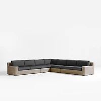 Abaco Resin Wicker 5-Piece L-Shaped Outdoor Sectional Sofa with Charcoal Sunbrella ® Cushions