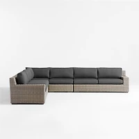 Abaco Resin Wicker 5-Piece L-Shaped Outdoor Sectional Sofa with Charcoal Sunbrella ® Cushions