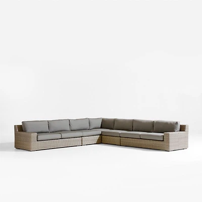 Abaco Resin Wicker 5-Piece L-Shaped Outdoor Sectional Sofa with Graphite Sunbrella ® Cushions