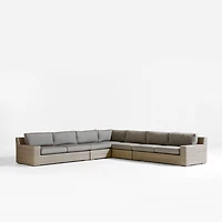 Abaco Resin Wicker 5-Piece L-Shaped Outdoor Sectional Sofa with Graphite Sunbrella ® Cushions