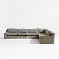 Abaco Resin Wicker 5-Piece L-Shaped Outdoor Sectional Sofa with Graphite Sunbrella ® Cushions