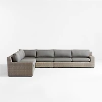 Abaco Resin Wicker 5-Piece L-Shaped Outdoor Sectional Sofa with Graphite Sunbrella ® Cushions