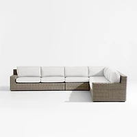 Abaco Resin Wicker 5-Piece L-Shaped Outdoor Sectional Sofa with Natural Sunbrella ® Cushions