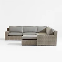 Abaco Resin Wicker 5-Piece Right-Arm Chaise Outdoor Sectional Sofa with Graphite Sunbrella ® Cushions
