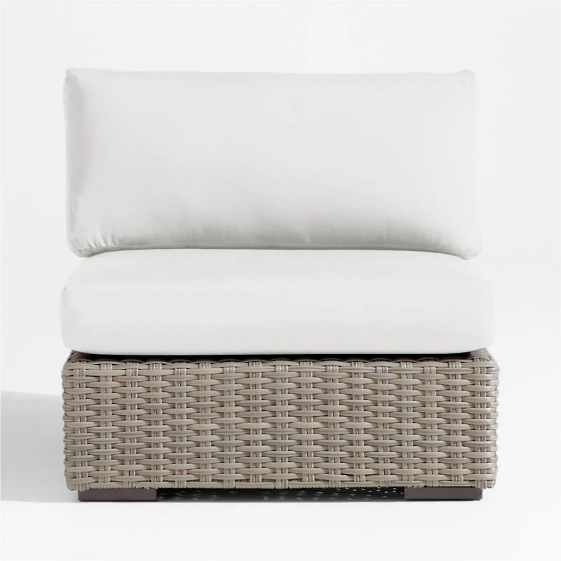Abaco Resin Wicker Outdoor Armless Chair with Natural Sunbrella ® Cushion
