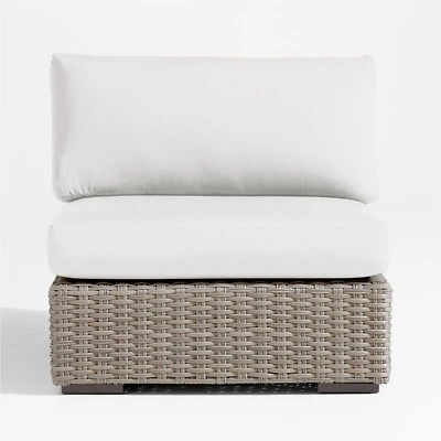 Abaco Resin Wicker Outdoor Armless Chair with Natural Sunbrella ® Cushion