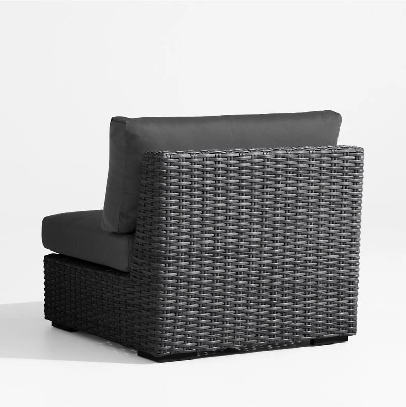 Abaco Resin Wicker Charcoal Grey Outdoor Armless Chair with Charcoal Sunbrella ® Cushion
