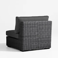 Abaco Resin Wicker Charcoal Grey Outdoor Armless Chair with Charcoal Sunbrella ® Cushion