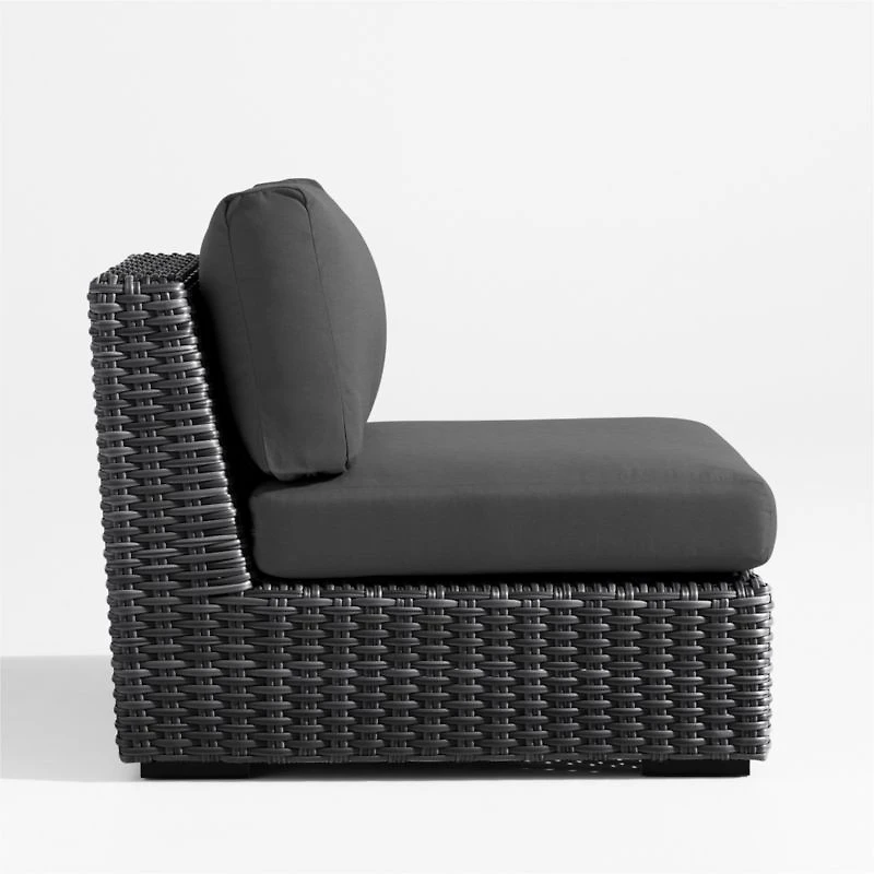 Abaco Resin Wicker Charcoal Grey Outdoor Armless Chair with Charcoal Sunbrella ® Cushion