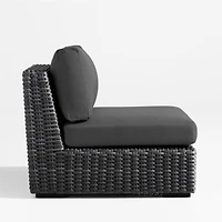 Abaco Resin Wicker Charcoal Grey Outdoor Armless Chair with Charcoal Sunbrella ® Cushion
