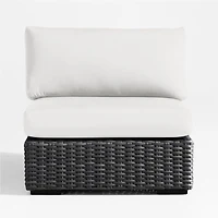 Abaco Resin Wicker Charcoal Grey Outdoor Armless Chair with Natural Sunbrella ® Cushion
