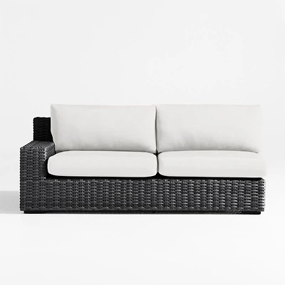 Abaco Charcoal Grey Resin Wicker Left-Arm Outdoor Sofa with Natural Sunbrella ® Cushions