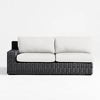 Abaco Charcoal Grey Resin Wicker Left-Arm Outdoor Sofa with Natural Sunbrella ® Cushions