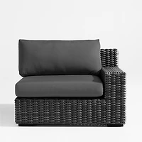 Abaco Charcoal Grey Resin Wicker Right-Arm Outdoor Lounge Chair with Charcoal Sunbrella ® Cushion