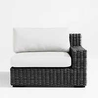 Abaco Charcoal Grey Resin Wicker Right-Arm Outdoor Lounge Chair with Natural Sunbrella ® Cushion