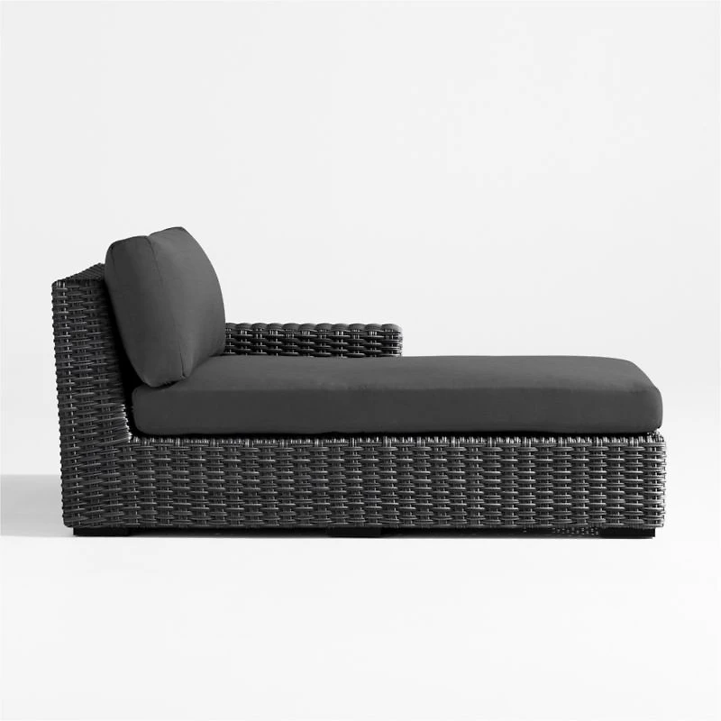 Abaco Charcoal Grey Resin Wicker Right-Arm Outdoor Chaise Lounge with Charcoal Sunbrella ® Cushion