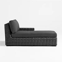 Abaco Charcoal Grey Resin Wicker Right-Arm Outdoor Chaise Lounge with Charcoal Sunbrella ® Cushion