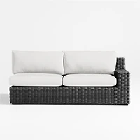 Abaco Charcoal Grey Resin Wicker Right-Arm Outdoor Sofa with Natural Sunbrella ® Cushions