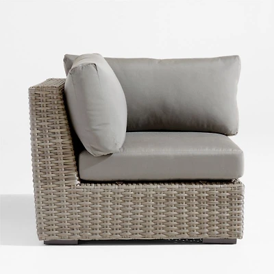 Abaco Resin Wicker Outdoor Corner Chair with Graphite Sunbrella ® Cushions
