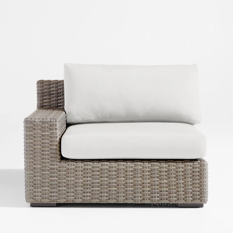 Abaco Resin Wicker Left-Arm Outdoor Lounge Chair with Natural Sunbrella ® Cushion