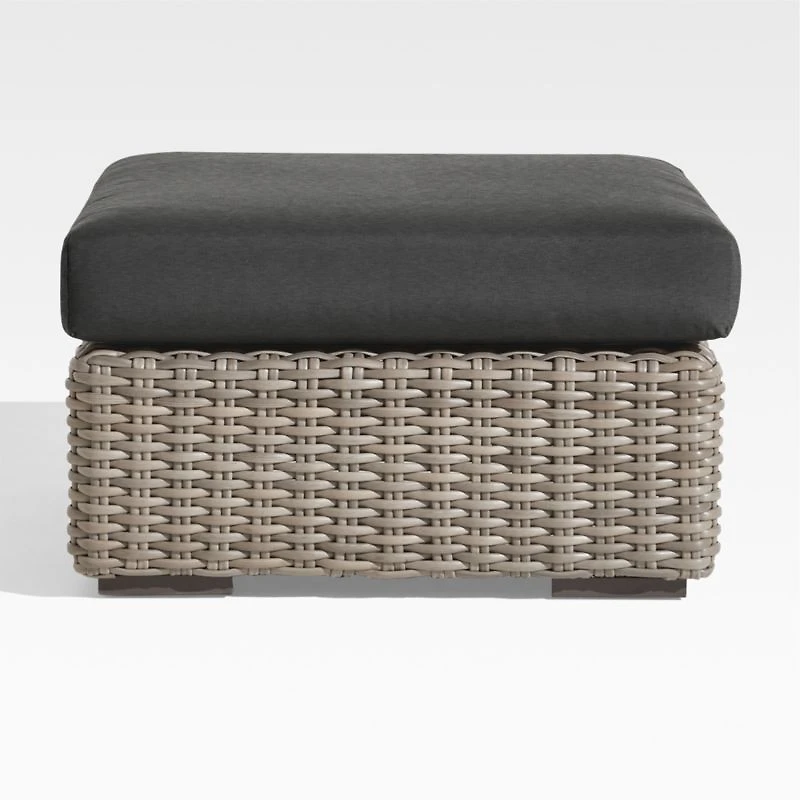 Abaco Resin Wicker Outdoor Ottoman with Charcoal Sunbrella ® Cushion