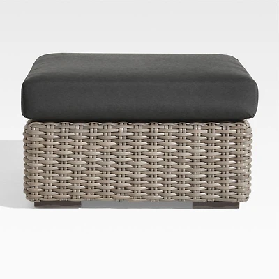 Abaco Resin Wicker Outdoor Ottoman with Charcoal Sunbrella ® Cushion