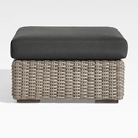 Abaco Resin Wicker Outdoor Ottoman with Charcoal Sunbrella ® Cushion