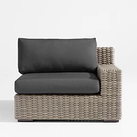 Abaco Grey Resin Wicker Right-Arm Outdoor Lounge Chair with Charcoal Sunbrella ® Cushion
