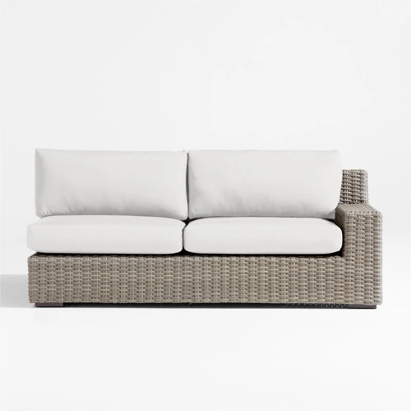 Abaco Resin Wicker Right-Arm Outdoor Sofa with Natural Sunbrella ® Cushions