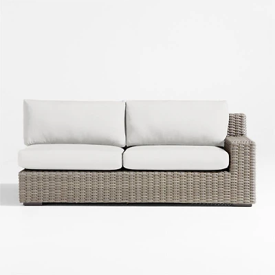Abaco Resin Wicker Right-Arm Outdoor Sofa with Natural Sunbrella ® Cushions