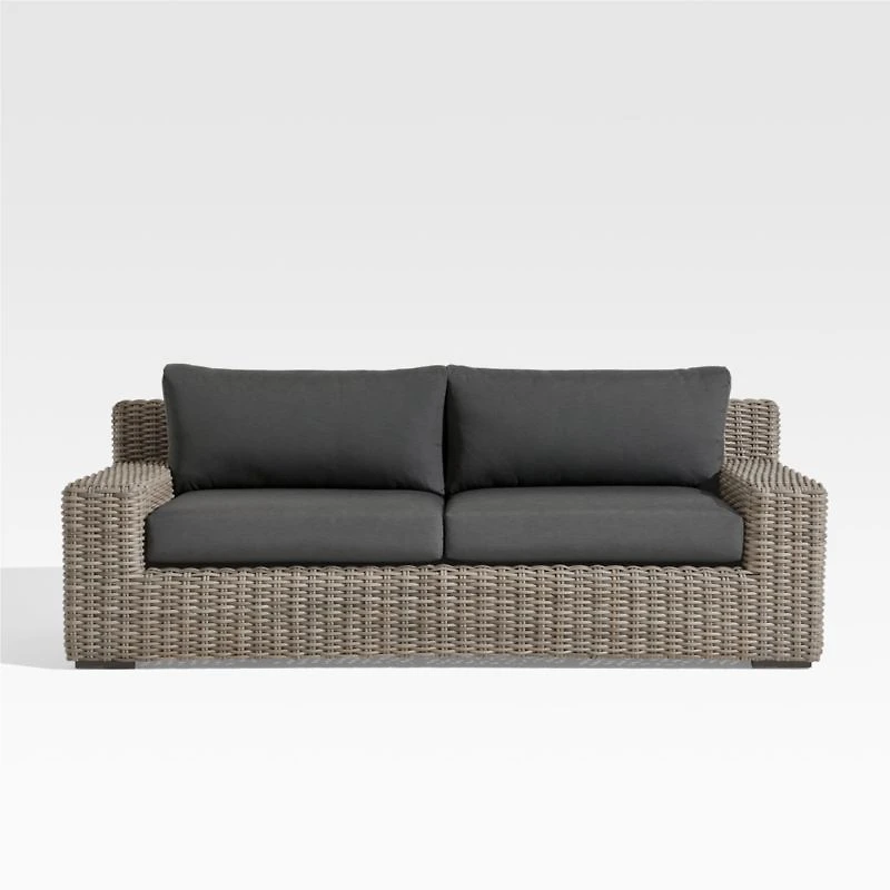 Abaco 83" Resin Wicker Outdoor Sofa with Soot Grey Sunbrella ® Cushion