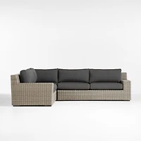 Abaco Grey Resin Wicker 3-Piece Left-Arm Chair Petite L-Shaped Outdoor Sectional Sofa with Charcoal Sunbrella ® Cushions