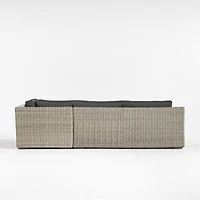 Abaco Grey Resin Wicker -Piece Right-Arm Chair Petite L-Shaped Outdoor Sectional Sofa with Charcoal Sunbrella ® Cushions