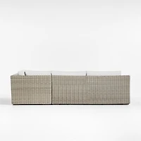 Abaco Grey Resin Wicker 3-Piece Right-Arm Chair Petite L-Shaped Outdoor Sectional Sofa with Natural Sunbrella ® Cushions