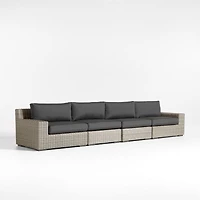 Abaco 146" Grey Resin Wicker 4-Piece Outdoor Sectional Sofa with Soot Grey Sunbrella ® Cushions