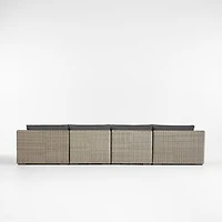 Abaco 146" Grey Resin Wicker 4-Piece Outdoor Sectional Sofa with Soot Grey Sunbrella ® Cushions