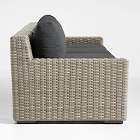 Abaco 146" Grey Resin Wicker 4-Piece Outdoor Sectional Sofa with Soot Grey Sunbrella ® Cushions
