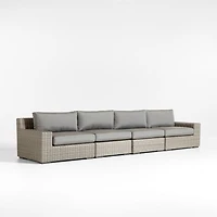 Abaco 146" Grey Resin Wicker 4-Piece Outdoor Sectional Sofa with Graphite Sunbrella ® Cushions