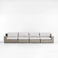 Abaco 146" Grey Resin Wicker 4-Piece Outdoor Sectional Sofa with Natural Sunbrella ® Cushions