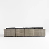 Abaco Resin Wicker Double Chaise Outdoor Sectional Sofa with Charcoal Sunbrella ® Cushions