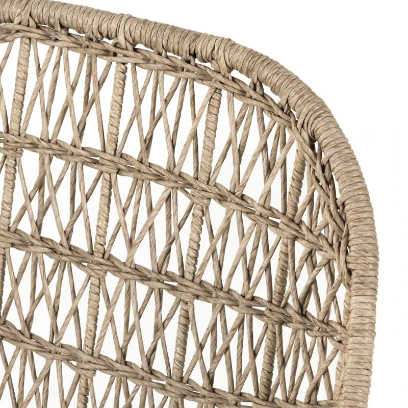 Abie Natural Beige Wicker Outdoor Rocking Chair with White Cushion
