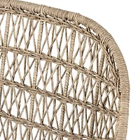 Abie Natural Beige Wicker Outdoor Rocking Chair with White Cushion