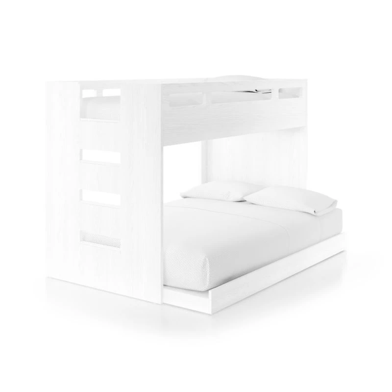 Abridged White Glaze Wood Kids Twin Over Full Bunk Bed with Left Ladder