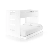 Abridged White Glaze Wood Kids Twin Over Full Bunk Bed with Left Ladder