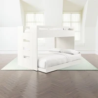 Abridged White Glaze Wood Kids Twin Over Full Bunk Bed with Left Ladder