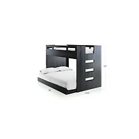 Abridged Charcoal Glaze Wood Kids Twin Over Full Bunk Bed with Right Ladder