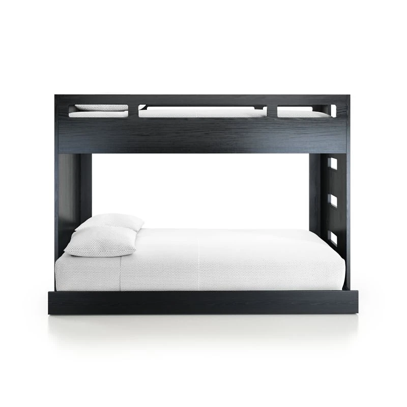 Abridged Charcoal Glaze Wood Kids Twin Over Full Bunk Bed with Right Ladder