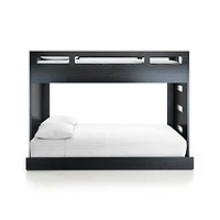 Abridged Charcoal Glaze Wood Kids Twin Over Full Bunk Bed with Right Ladder